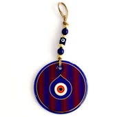 Damla Göz Modelli Yaldızlı Kırmızılı Cam Duvar Süsü Nazarlık thumbnail 3