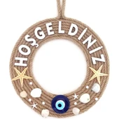 Deniz Yıldızlı Nazar Boncuklu Çakıl Taşlı İncili Hoş Geldiniz Yazılı Kapı Ve Duvar Süsü   thumbnail 2