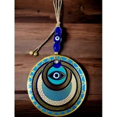 Altın İşlemeli Halka Model Nazar Boncuk Gözlü Duvar Süsü Zincir Duvar Dekoru thumbnail 4