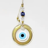 Altın Yaldızlı Nazar Boncuklu Şeffaf Cam Duvar Süsü thumbnail 1