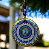 Altın Varak Nazar Boncuklu Duvar Süsü Cam Duvar Dekoru thumbnail 2