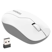 Everest SMW-973 USB Beyaz-Gri 2.4Ghz 1200DPI Kablosuz Optik Mouse 5 Metre Menzilli - 1