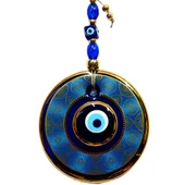 Altın Yaldızlı Nazar Boncuğu İşlemeli El Yapımı Duvar Süsü, Hediyelik Nazarlık thumbnail 2