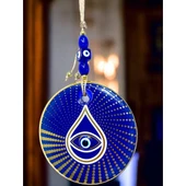 Gold Puantiyeli Mavi Cam Nazar Boncuklu Göz Duvar Süsü thumbnail 3