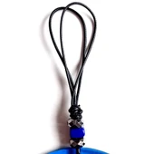 Nazar Boncuklu El Yapımı Deri İpli Açık Mavi Şeffaf Cam Duvar Süsü thumbnail 2