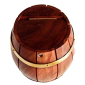 Maun Ağacından Dekoratif Ahşap Fıçı Kumbara thumbnail 2