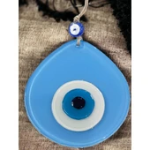 Mavi Nazar Boncuklu Açık Mavi Renk Nazar Boncuklu Damla Desen El Yapımı Duvar Süsü thumbnail 2