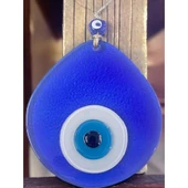 Mavi Nazar Boncuklu Şeffaf Mavi Renk Nazar Boncuklu Damla Desen El Yapımı Duvar Süsü thumbnail 4