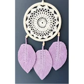 Lila Rengi Yapraklı El Yapımı Makrome Duvar Süsü thumbnail 2