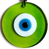 Mavi Nazar Boncuklu Şeffaf Yeşil El Yapımı Duvar Süsü thumbnail 3