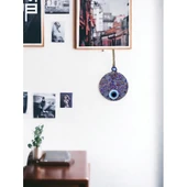 Mandala Desen Mavi Mor Nazar Boncuklu Füzyon Cam El İşçiliği 12 cm Duvar Süsü Nazarlık Hediyelik Eşya - 2