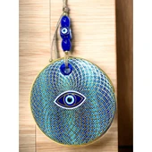 İşlemeli Geometrik Nazar Boncuklu Cam Duvar Süsü thumbnail 2