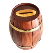 Maun Ağacından Dekoratif Ahşap Fıçı Kumbara thumbnail 3