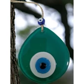 Mavi Nazar Boncuklu Yeşil Renk Nazar Boncuklu Damla Desen El Yapımı Duvar Süsü thumbnail 2