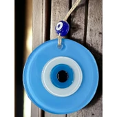 Mini Boy Bebe Mavisi Nazar Boncuklu Duvar Süsü 10 Cm Cam Duvar Dekoru thumbnail 3