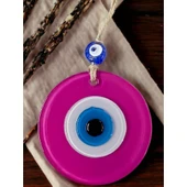 Pembe Nazar Boncuklu Duvar Süsü 10 Cm Cam Duvar Dekoru - 3