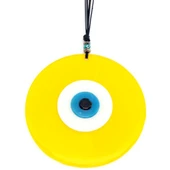 Sarı Renk Nazar Boncuklu 20 Santimetre El Yapımı Cam Duvar Süsü thumbnail 1