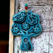 Seramik Kuşlu Nazar Boncuklu Ağaç Modelli Duvar Süsü - 2