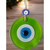 Şeffaf Yeşil Nazar Boncuklu Duvar Süsü 10 Cm Cam Duvar Dekoru thumbnail 1