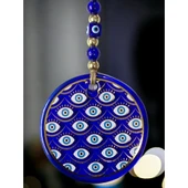 Yaldızlı Gözlerle Motiflendirilmiş Nazar Boncuklu Duvar Süsü Cam Duvar Dekoru thumbnail 2