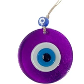 Şeffaf Mor Nazar Boncuklu Duvar Süsü 10 Cm Cam Duvar Dekoru thumbnail 1