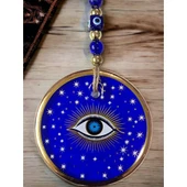 Yaldızlı Mavi Renk Yıldız Motifli Gözlü Duvar Süsü Cam Duvar Dekoru thumbnail 2