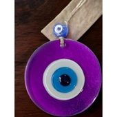 Şeffaf Mor Nazar Boncuklu Duvar Süsü 10 Cm Cam Duvar Dekoru thumbnail 3