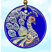 Tavus Kuşu Şekilli Yaldızlı Duvar Süsü Cam Hediyelik Dekor thumbnail 3