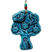 Seramik Kuşlu Nazar Boncuklu Ağaç Modelli Duvar Süsü - 1