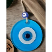 Şeffaf Mavi Nazar Boncuklu Duvar Süsü 10 Cm Cam Duvar Dekoru thumbnail 4