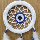 Zincir Örgülü 12 Santimetre Çapında Kuş Tüylü Duvar Süsü thumbnail 2