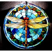 Yusufçuk Kuşlu 23 Santimetre Çapında Füzyon Cam Duvar Süsü thumbnail 2