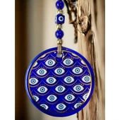 Yaldızlı Gözlerle Motiflendirilmiş Nazar Boncuklu Duvar Süsü Cam Duvar Dekoru thumbnail 3