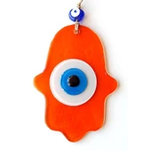 Nazar Boncuklu Şeffaf Turuncu Fatma Ana Bereket Eli Cam Duvar Süsü thumbnail 1