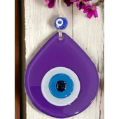 Orta Boy Mor Damla Desen Nazar Boncuklu Duvar Dekoru Cam Duvar Süsü thumbnail 2