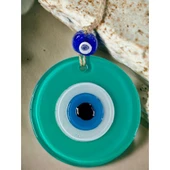 Yeşil Nazar Boncuklu Duvar Süsü 10 Cm Cam Duvar Dekoru thumbnail 2