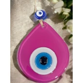 Orta Boy Pembe Damla Desen Nazar Boncuklu Duvar Dekoru Cam Duvar Süsü thumbnail 1