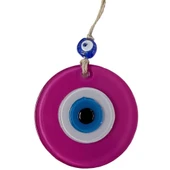 Pembe Nazar Boncuklu Duvar Süsü 10 Cm Cam Duvar Dekoru - 1
