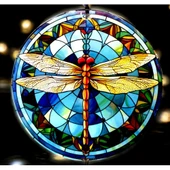 Yusufçuk Kuşlu 23 Santimetre Çapında Füzyon Cam Duvar Süsü thumbnail 3