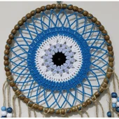 Petrol Mavisi Motifli Renkli Boncuklu El Yapımı Duvar Süsü thumbnail 3