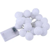 2m 10 lu Işıklı Beyaz Top Dekoratif Süs Pilli - 1