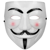 Beyaz Pembe Yanaklı V For Vendetta Maskesi - 1