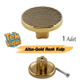 Tek Vidalı Çizgili Lüks Mat Altın Düğme Metal Kulp Çekmece Mobilya Mutfak Dolabı Dolap Kulbu Kulplar thumbnail 3