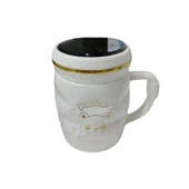 Ayna Kapaklı Panda Desenli Porselen Kupa Bardak Beyaz Kupa Bardak thumbnail 1