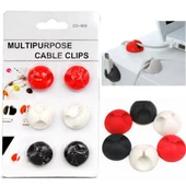 Yapışkanlı Kablo Sabitleyici Düzenleyici 6 lı Paket (2 Beyaz-2 Kırmızı-2 Siyah) thumbnail 2