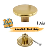 Tek Vidalı Düz Lüks Altın-Gold Düğme Metal Kulp Çekmece Mobilya Mutfak Dolabı Dolap Kulbu Kulplar thumbnail 3