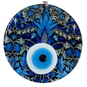 Turkuazın Zarafeti Nazar Boncuklu Füzyon Cam 16 Santimetre Çapında Elegant Duvar Süsü thumbnail 1