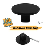 Tek Vidalı Düz Lüks Mat Siyah Düğme Metal Kulp Çekmece Mobilya Mutfak Dolabı Dolap Kulbu Kulplar thumbnail 3