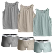 Erkek Çocuk, Pamuklu Boxer&Atlet, Alt-Üst, 3 Çift ve 4 çift takım seçenekli, Çok renkli thumbnail 4