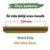 Teke Mat Altın Metal Kulp 224 mm 22,4 cm Mutfak Dolabı Kulbu Kulpu Mobilya Çekmece Dolap Kulpları thumbnail 2